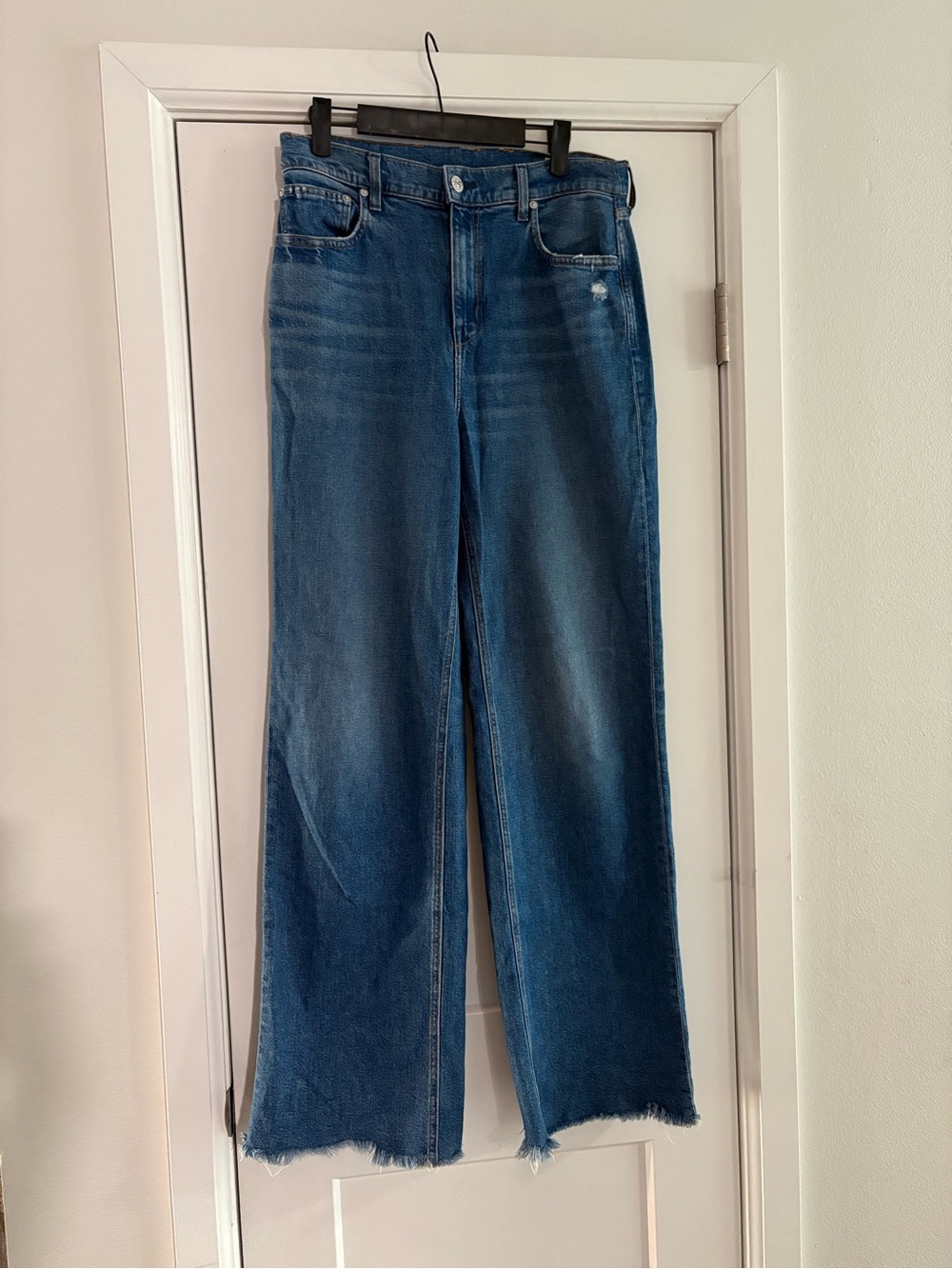 AYR The Secret Sauce Lightly Distressed Wide Leg Jeans Made in USA Frayed Hem